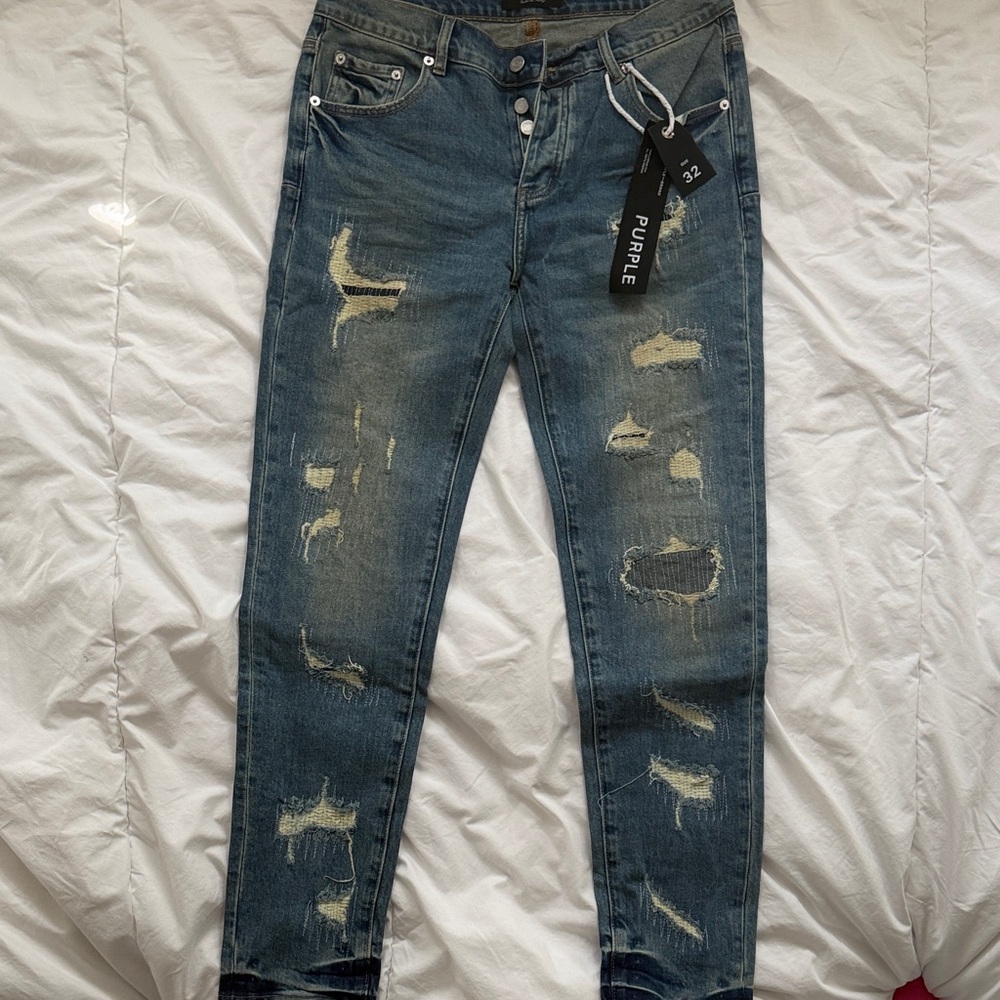 Purple Brand Men’s Skinny Distressed Jeans - Blue